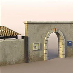 unity3d游戏场景模型之老旧村庄(墙与拱门wall_gate)