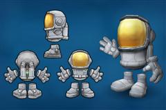 unity3d游戏角色模型-卡通航天员3D模型（带动作）
