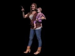 现代人物模型系列 抱小孩的女人