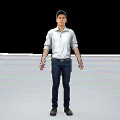 现代人物模型系列 白衬衫华人男子