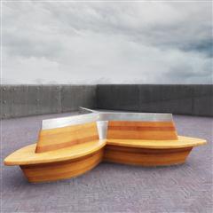 公共设施用品 创意船造型的木质坐凳