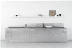 居家厨房装饰3D模型系列 精美的厨房 场景36 银色金属橱柜