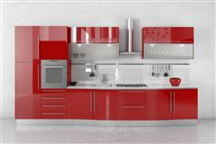 居家厨房装饰3D模型系列 精美的厨房 场景38 红色调厨房
