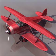 飞机3D模型系列 19-20世纪飞机历史博物馆 红色双翼飞机