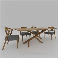 现代创意沙发木椅木桌