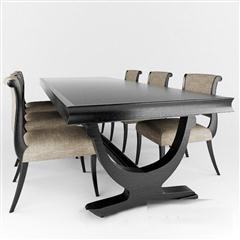灰黑色原木餐桌沙发椅