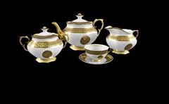 中国风金色花纹整套茶具