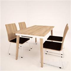 原木金属皮革元素餐桌椅子