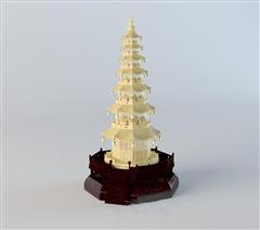 中式古典宝塔雕塑装饰摆件