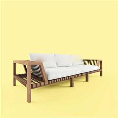 现代简约原木棉质沙发3