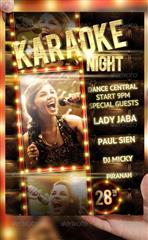 Karaoke Night Party Flyer Template 卡拉ok晚上党传单模板