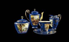 古典蓝底金色花纹整套茶具1