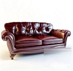 美式皮质双人沙发座  3D模型下载