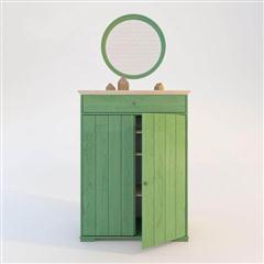 小清新绿漆实木边柜