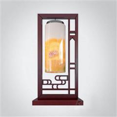 中式木艺陶瓷书窗造型台灯