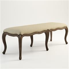 美式古典棉麻长沙发凳