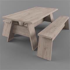 简约原木长桌长椅凳