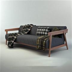 美式简约木质纯色多人沙发3