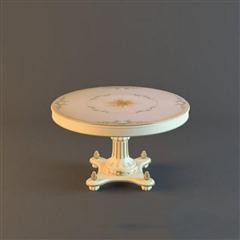 欧式古典圆形米色桌子