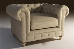 欧式简约软包纯色布艺单人沙发