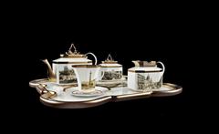 欧式建筑图案花纹整套茶具