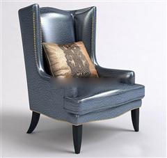 欧式风格蓝色皮艺沙发椅