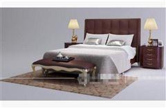 美式木质平板床 3d模型下载