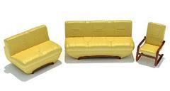 组合沙发 式样5 黄颜色皮质