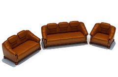 棕色软皮 组合沙发