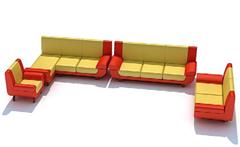 红黄双色组合沙发